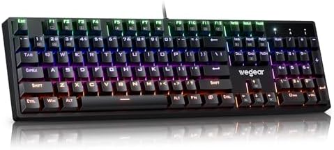 wegear Wired Mechanical Gaming Keyboard with Clicky Switch,104-Key, Black by wegear