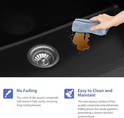 Logmey 28 Inch Black Granite Composite Sink - Image 7