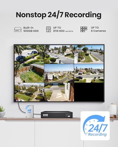 ZOSI 8CH 5MP Security DVR System with 4 x 2MP PT Audio Camera, 500GB HDD - Image 5
