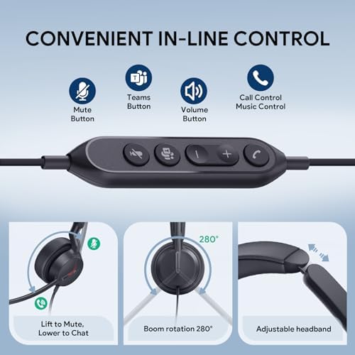 Yealink UH44 Wired USB Headset for Work, USB-C/A, 2 Noise-Canceling Mics - Image 4