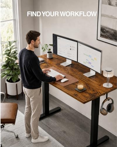 Acrolix 40x24 Electric Standing Desk with Cable Net, Rustic Brown - Image 3