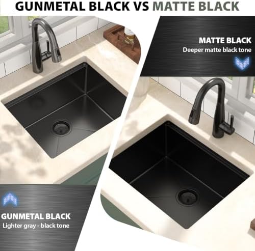Mocoloo 23x19 Inch Black Kitchen Sink Undermount Stainless Steel Single Bowl Kitchen Sinks Workstation All In One 23 In Bar Prep Small Handmade Sink - Image 7