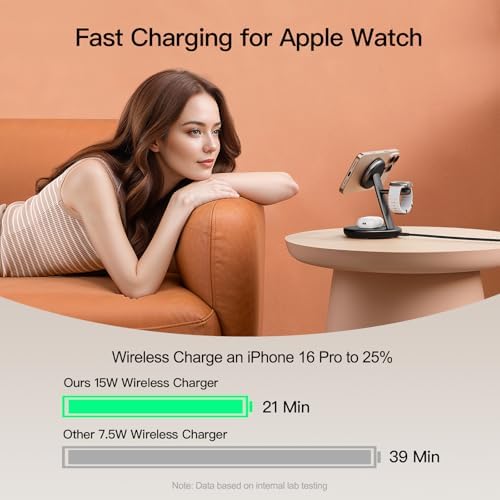 3 in 1 Magnetic Wireless Charger Stand for iPhone Apple Watch AirPods - Image 3