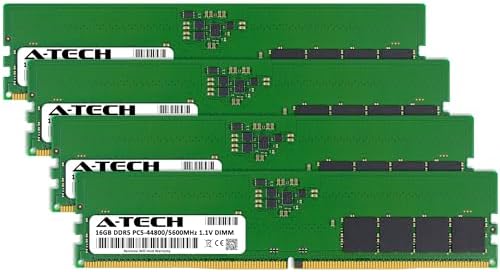 A-Tech 64GB Kit (4x16GB) DDR5 5600MHz PC5-44800 CL46 UDIMM 1.1V Non-ECC Unbuffered DIMM 288-Pin Desktop PC/Computer RAM Memory Upgrade Modules - Image 3