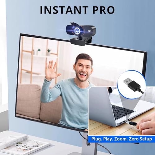 Webcam for pc, Camera for Computer/Laptop/Light Correction/Microphone, Web cam for Streaming/Gaming/Online Classes/Conferences/Video Callings,Updated HD 4K Webcam - Image 4