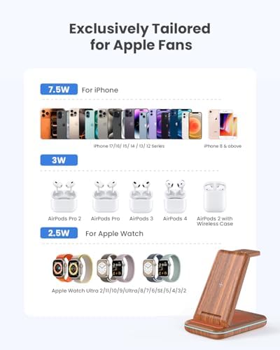 Wireless Charging Station: GEEKERA 3 in 1 Foldable Wireless Charger Stand for iPhone 17/16/15/14/13/12/11/Pro Max/X/8, Charging Station for Apple Watch Ultra/SE/11/10/9/8/7/6/5/4, AirPods 4/3/2/Pro - Image 6