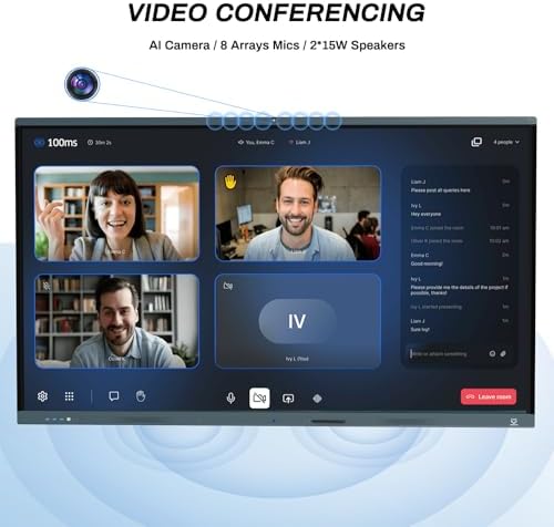 Smart Board, 86 Inch 4K Touchscreen Interactive Whiteboard with Windows 11 Pro 13th & Android 13, All in One Computer Display Built in AI Camera and 8 Mics for Office Classroom Home - Image 3