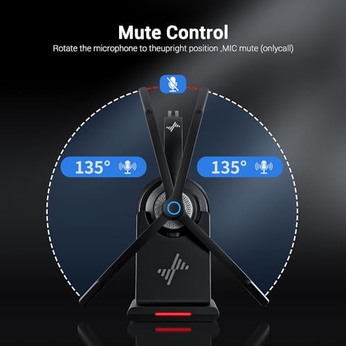 Bluetooth Wireless Headset with Mic for Work, Bluetooth 5.2, Advanced Noise Reduction Microphone, Clear Calls - Comfortable On-Ear Headphones, Applicable to PC, Laptop, Phone, Android, Zoom, Office - Image 3