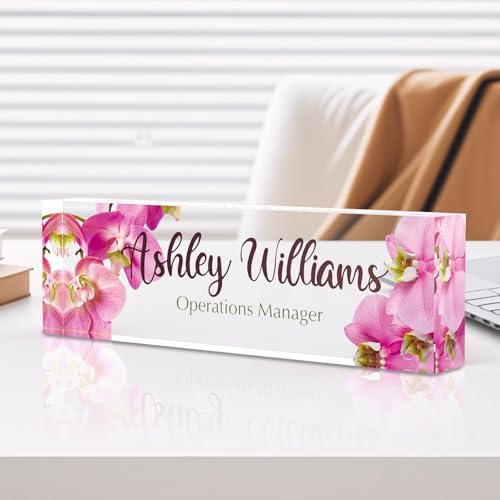 Personalized Acrylic Office Desk Name Plate with Name and Title Printing by nyareka