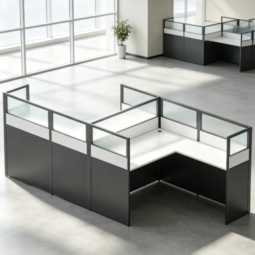 Nykto Office CubicleDesk with Mute Privacy Panels (C2 Person-F, Black) by Nykto