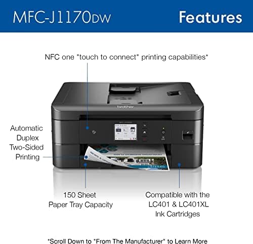 Brother MFC-J1170DW Wireless Color Inkjet All-in-One Printer with Mobile Device Printing, NFC, Cloud Printing & Scanning, Refresh Subscription and Amazon Dash Replenishment Ready (Renewed Premium) - Image 3
