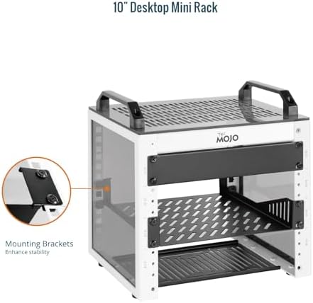 Tecmojo 4U Network Rack, 10 inch Mini Server Rack with 2 Side Translucent Panels & 2 Top Handles, 7.87 inch Deep, for 10 inch IT Equipment & A/V Devices, White - Image 4