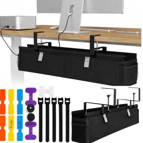 No Drill Under Desk Cable Management Tray 28"– Reinforced Steel Base by Unknown