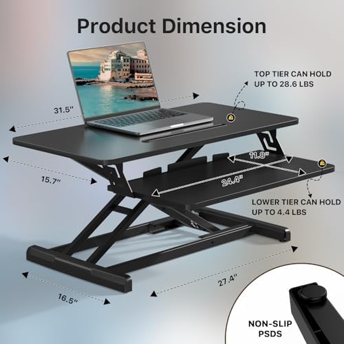 JOY worker Standing Desk Converter, 32" Height Adjustable Sit Stand Riser - Image 2
