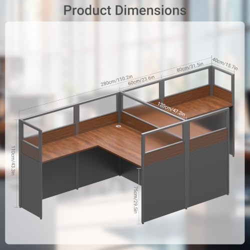 Office CubicleDesk with Mute Privacy Panels (C2 Person-F, Dark Walnut) - Image 2