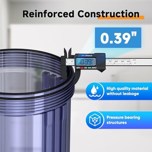 PUREPLUS Clear Whole House Water Filter Housing, Pressure Gauge, 1" NPT - Image 4