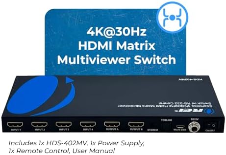 OREI 4x2 Quad Multi HDMI Viewer 4K Downscale RS-232 IR 3.5mm/Analog OSD - Image 2