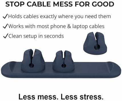 Magnetic Cable Organizer for Desk & Nightstand 3 Clip Cord Holder with One-Hand Access 3M Adhesive Cable Clips, N52 Magnetic Cord Holder for Phone, USB-C & Laptop Cables - Image 7