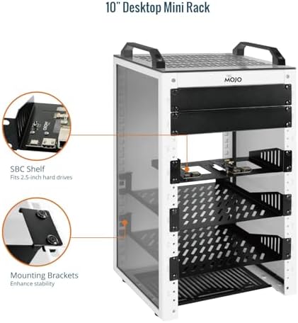 Tecmojo 9U Network Rack, 10 inch Mini Server Rack with 2 Side Translucent Panels & 2 Top Handles, 7.87 inch Deep, for 10 inch IT Equipment & A/V Devices, White - Image 4