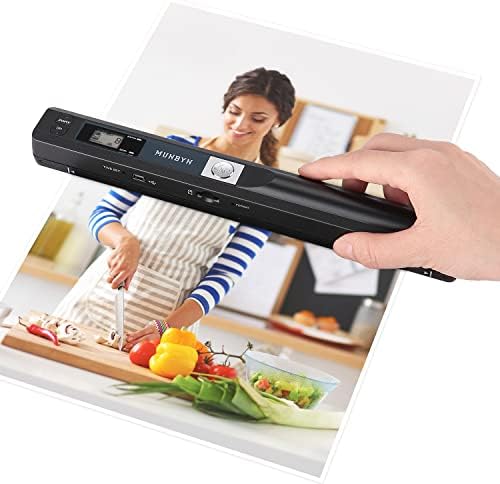 MUNBYN Portable Scanner, 900 DPI Handheld Wand Scanner, A4, 16GB SD, Black by MUNBYN
