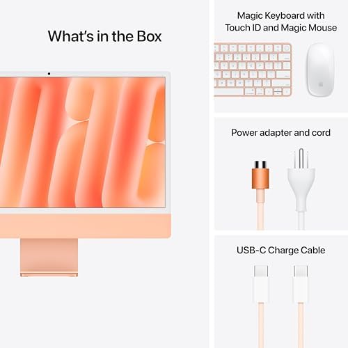Apple 2024 iMac All-in-One Desktop Computer with M4 chip with 10-core CPU, 10-core GPU: Built for Apple Intelligence, 16GB Unified Memory, 256GB SSD Storage; Orange with AppleCare+ (3 Years) - Image 6