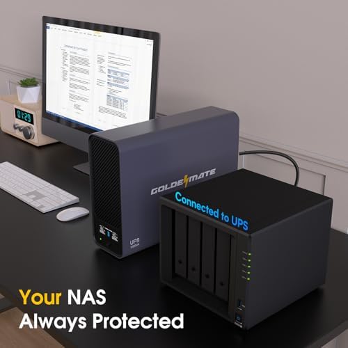GOLDENMATE 1000VA/600W Lithium UPS Battery Backup & Surge Protector, Gray - Image 2