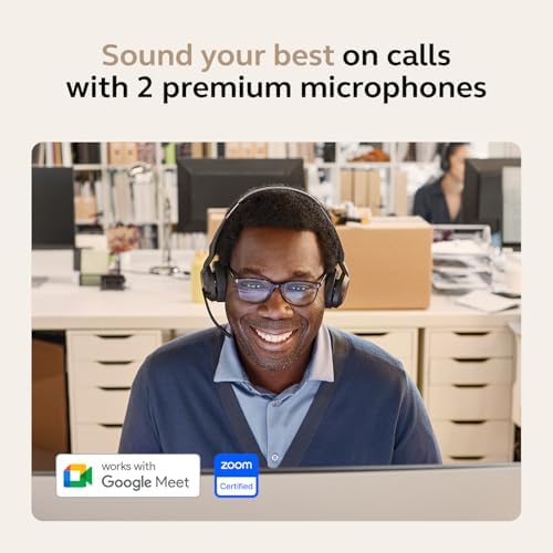 Jabra Evolve2 55 Stereo Wireless Headset - Features AirComfort Technology, Noise-Cancelling Mics & Active Noise Cancellation - Works with UC Platforms Such as Zoom & Google Meet - Black - Image 4