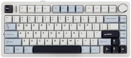 EPOMAKER x Aula F75 Gasket Mechanical Keyboard, 75% Wireless Hot Swappable Gaming Keyboard with Five-Layer Padding&Knob, BT/2.4GHz/USB-C, RGB (Light Blue, Ice Vein Switch) by EPOMAKER