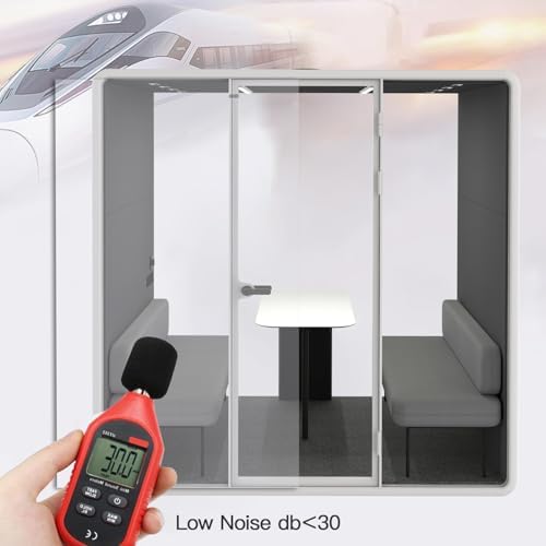 Soundproof Office Pod Booth, Quiet Meeting Pod with Acoustic Panels, Sound Proof Room with Desk, Portable Removable Working Booth for Private Phone Calling, Study, 4 to 6 People L Size H92in W91in D70 - Image 3