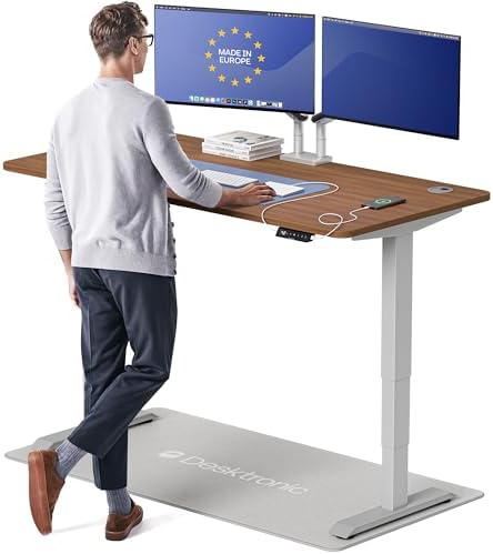 Desktronic HomePro Standing Desk 60x30 — Made in Europe, Ergonomic Sit Stand Home Office Desk, Electric Height Adjustable, Dual Motor, USB & USB-C Charging, Wobble-Free, Touchscreen, 3 Memory Presets by Desktronic