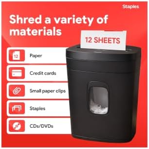 Staples 12-Sheet Micro-Cut Paper Shredder, High-Security, Anti-Jam, Black - Image 2