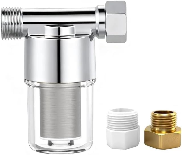 Reusable Brass Sediment Filter, Capable of Filtering Out Impurities of 40 Microns in Water, Protecting Household Appliances. Suitable for Washing Machine Water Heaters and Showers (Silver) by Unknown
