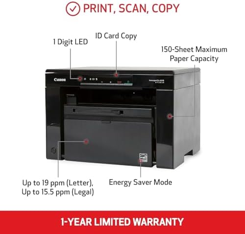 Canon imageCLASS MF3010 VP - Wired Monochrome Multifunction Laser Printer with Scanner, Copier, USB Cable Included, Up To 2,300 Page Toner Yield in Box, 19 PPM, Black - Image 2