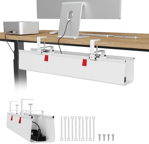 Univivi No Drill Under Desk Cable Management Tray, 28 inch Cable Management by Univivi