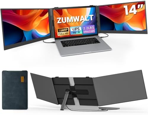Laptop Screen Extender, Ultra Thin 14" 1080P FHD Triple Portable Monitor by ZUMWALTLaptopScreenExtender