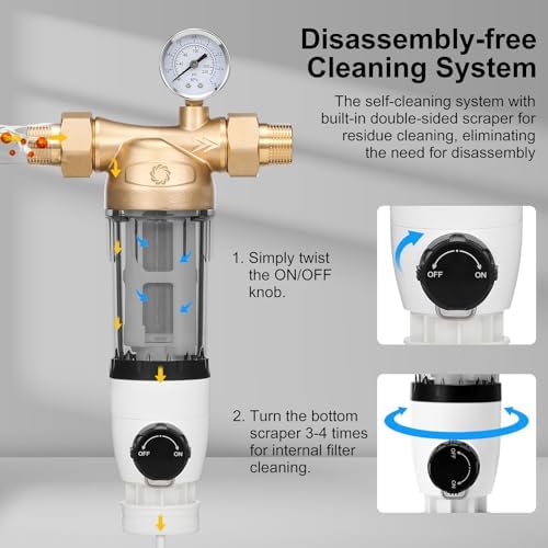Airthereal Spin Down Water Sediment Filter, Pre-Filtration System for Whole Home, Water Filter for City and Well Water, 40 Micron Reusable Sediment Backwash Filter with 1" MNPT + 3/4" FNPT Connector - Image 4