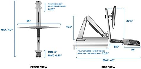 Mount-It! Single Monitor Arm Desk Mount Sit-Stand Workstation, Clamp Base - Image 5