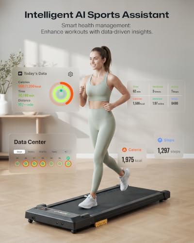 UREVO Smart Walking Pad, Compact Under Desk Treadmill with Double Shock Absorption, Quiet Operation, Workout APP with Track Insights and MIIT Mode, Plug and Play, Remote or APP Control for Home Office - Image 2