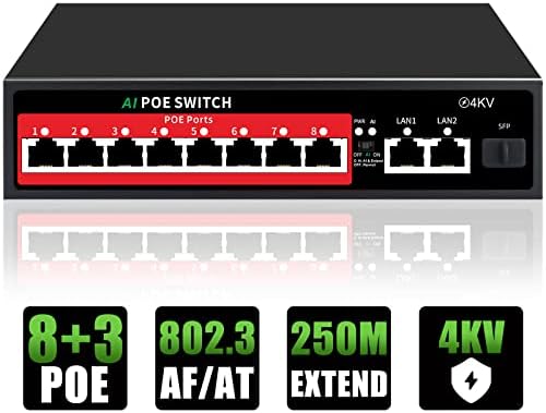8 Port PoE+ Switch | Easy Smart Managed Ethernet Switch | Support VLAN, QoS | 120W Total PoE Budget | Fanless Metal | Plug & Play (Desktop/Wall Mount) by STEAMEMO