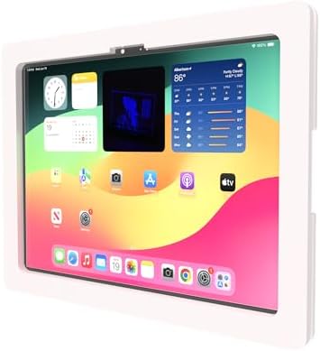Anti-Theft Acrylic VESA Enclosure for Apple iPad Pro 13" 2024 M4 2025 M5 with Free Wall Mount Kit & 90-Degree Angle USB C Cable (White) by TABcare