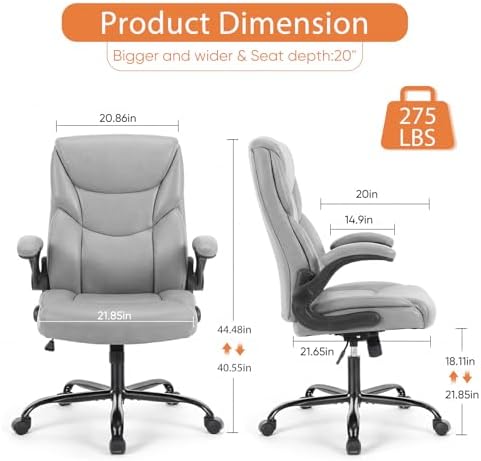 Sweetcrispy Office Desk Chair, Heavy Duty Computer Chair, PU Leather - Image 3