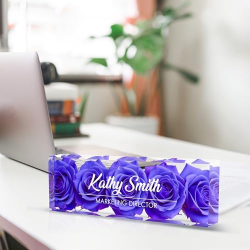 Personalized Name Plate for Desk, Custom Desk Name Plate, Acrylic Name Plate Office Desk Accessories, Personalized Office Gifts for Coworkers Teachers, Employee Appreciation Gifts (BigPurple) - Image 4