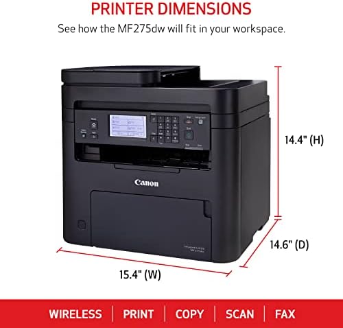 Canon imageCLASS MF275dw - Monochrome, Duplex Wireless Laser Printer, All-In-One With Scanner, Copier, Fax, Mobile Ready, 30 PPM, Black - Image 2