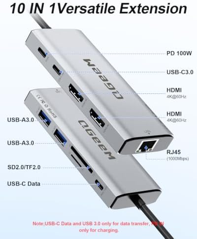 USB C Docking Station Dual Monitor,10 in 1 USB C Hub with 2 HDMI - Image 2