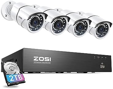 ZOSI 8CH 4K PoE Home Security Camera System with 2TB HDD for Indoor Outdoor by ZOSI