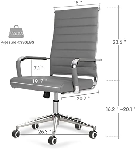 Office Desk Chair,Modern Leather Conference Room Chairs,High Back Ergonomic Home ofiice Chair,Adjustable Height Swivel Executive Computer Chair with Armrest and Padded Seat,Grey - Image 3