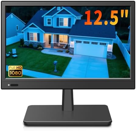 Jexiop 12.5 inch Security Monitor,Small Monitor with Speaker,Remote Control/HDMI/VGA/BNC/RCA Interfaces in for Home | Office | Warehouse Surveillance | RV by Jexiop