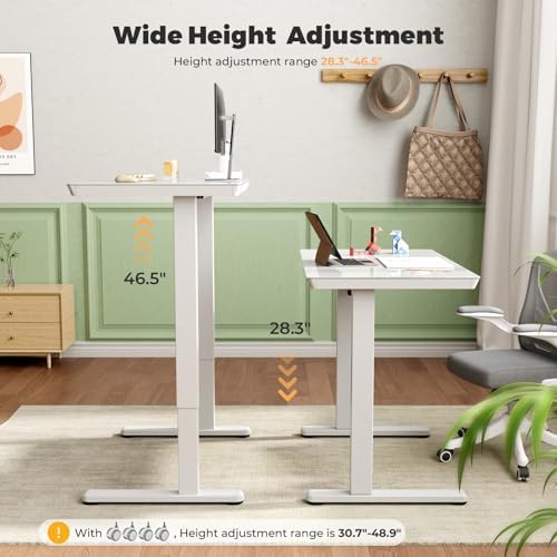 35" Electric Standing Desk with Drawer, One-Piece Glass Top - Image 4