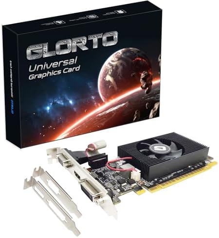 GeForce GT 610 2G DDR3 Low Profile Graphics Card, PCI Express 1.1 x16, HDMI/VGA/DVI, Entry Level GPU for PC, SFF and HTPC, Compatible with Win11 by GLORTO