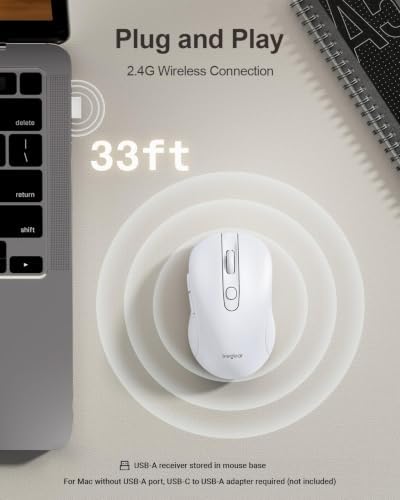 wegear USB Wireless Mouse for Laptop PC Mac, 2.4GHz Cordless Mouse-White - Image 2